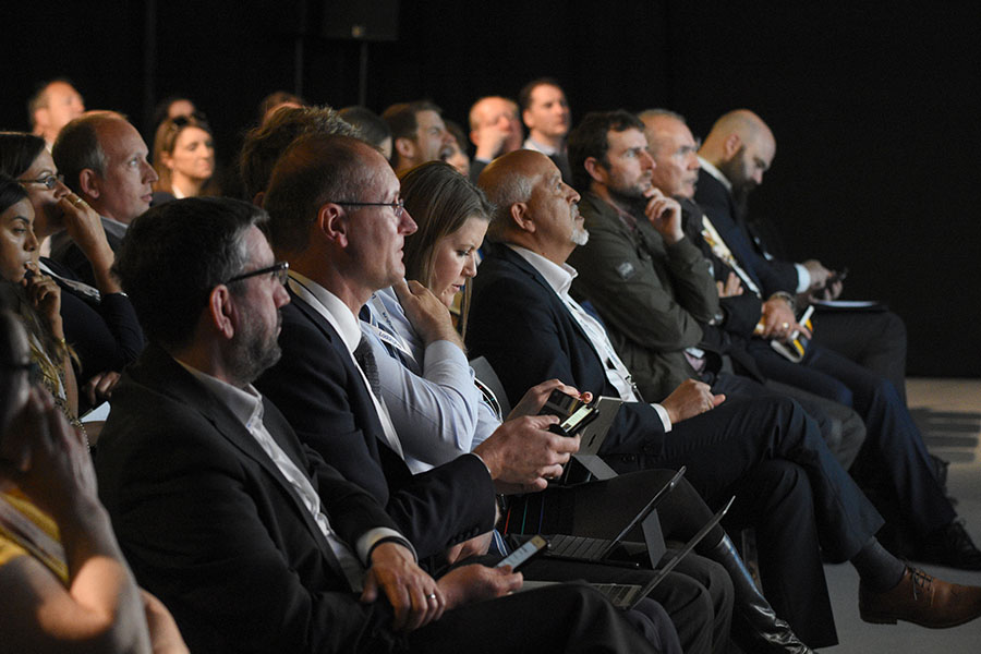 Conference audience facing right