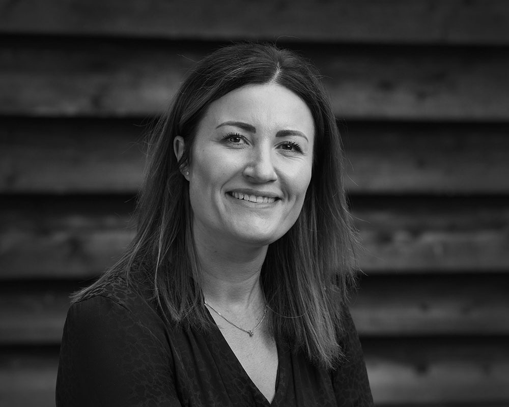 headshot female brunette bw