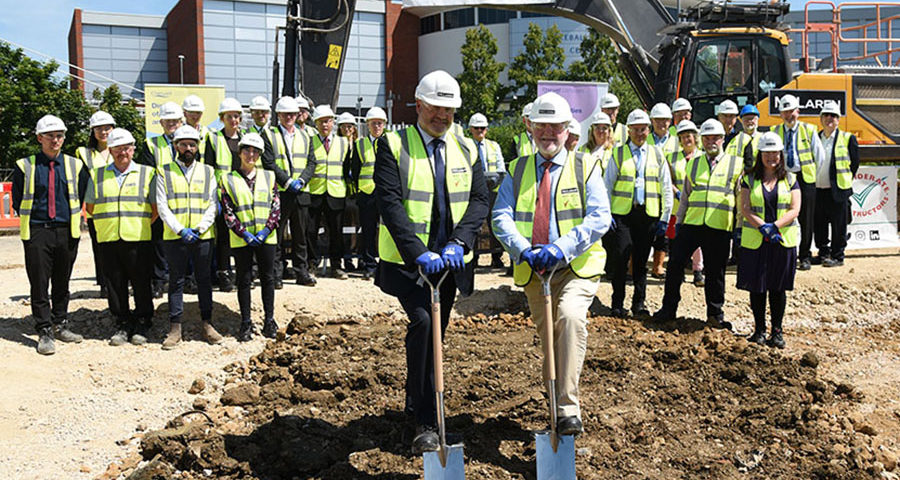 Cutting the first sod at McLaren Construction - Banbury
