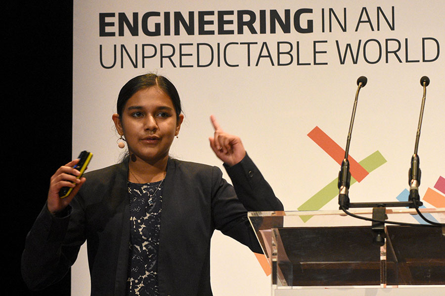 young engineer speaking at conference