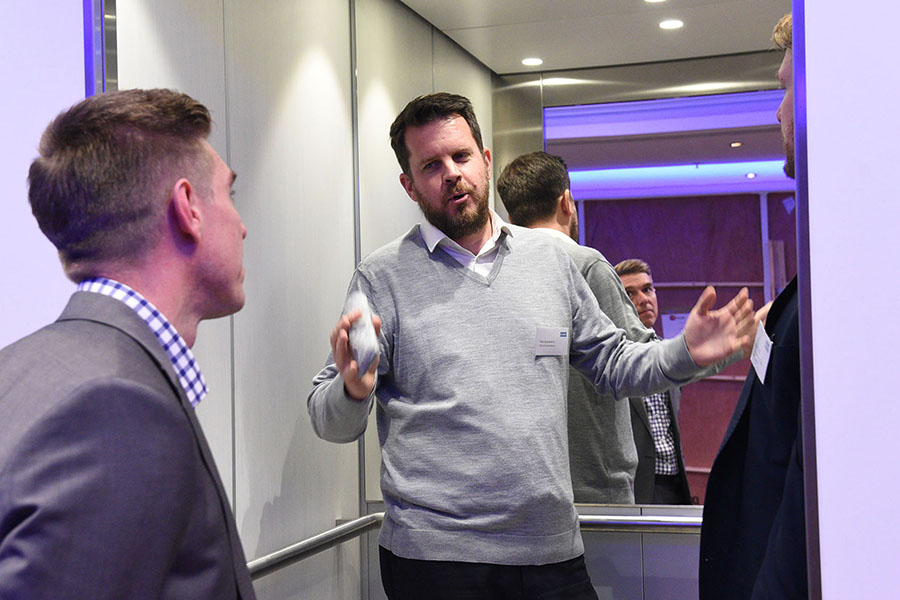 chatting in lift